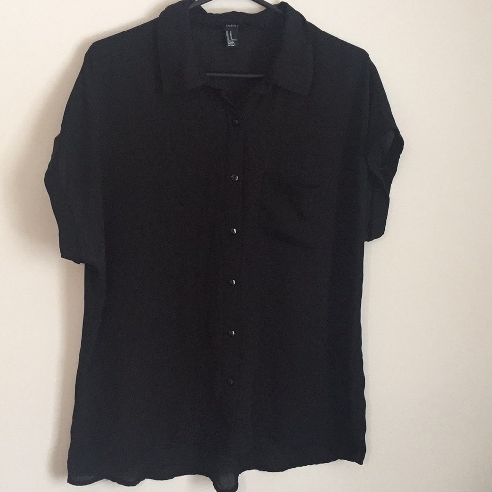 Short Sleeve Black Collared Shirt